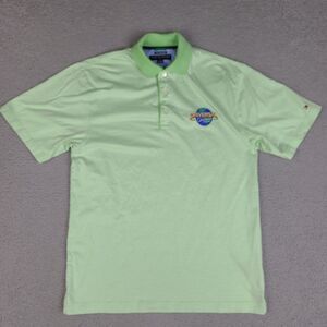 Tommy Hilfiger Polo Shirt Mens Small Green Striped Universal Orlando Performance